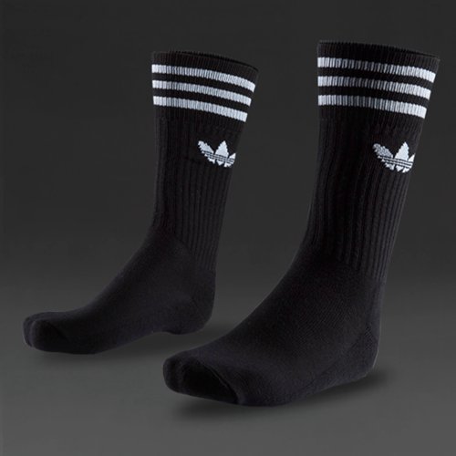 Adidas Originals Solid Crew Socks Black / White Black / White for Men